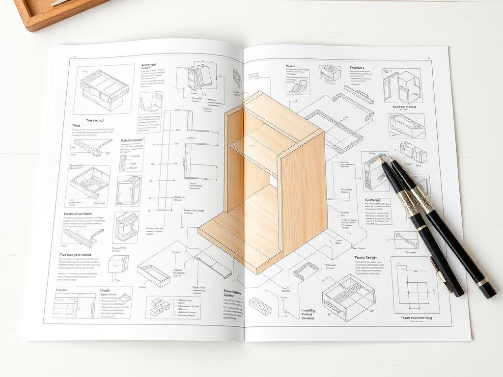 Exploded woodworking schematic page with downloadable woodworking schematics beginners