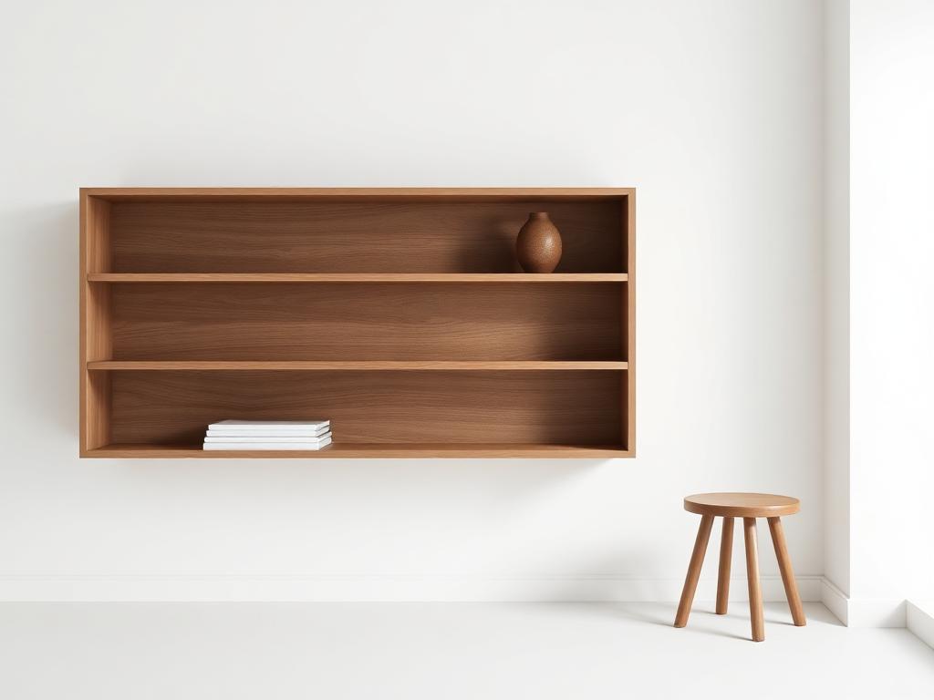 Minimalist wooden shelf representing a minimalist woodworking projects ebook
